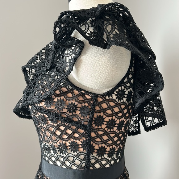 NWT Self Portrait Black Floral Chain Dress US4 - Picture 5 of 16